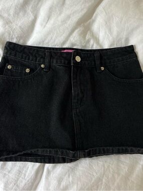 Edikted Black Mini Denim Skirt